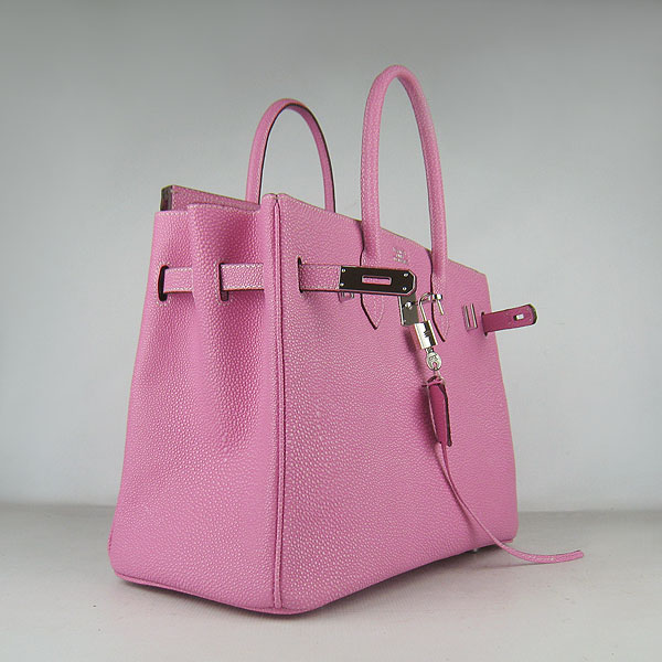 High Quality Fake Hermes Birkin 35CM Pearl Veins Leather Bag Pink 6089